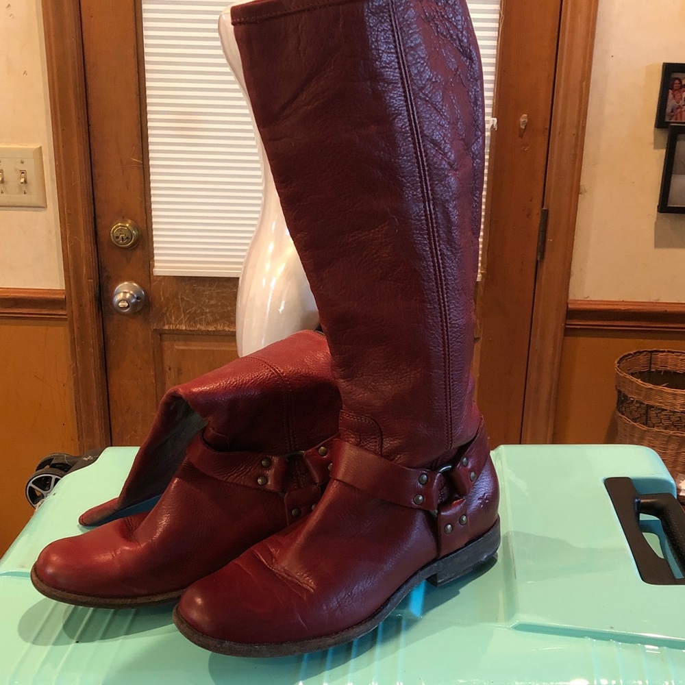 Frye Burnt Red Leather Boots
